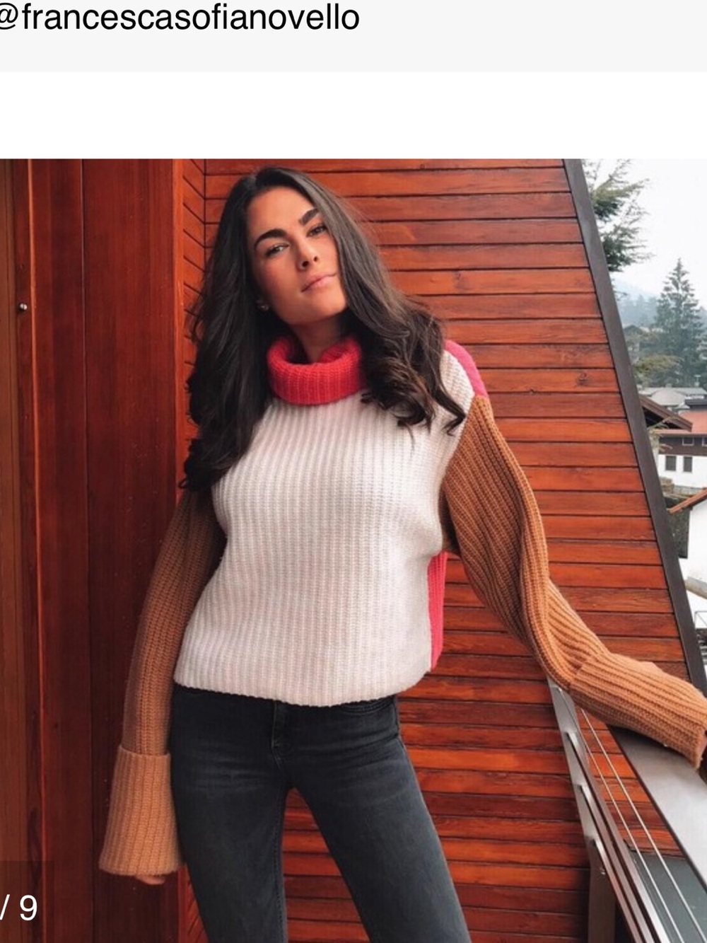 H&M Colorblock Wool Cashmere Turtleneck Blogger Favorite Oversized US 2